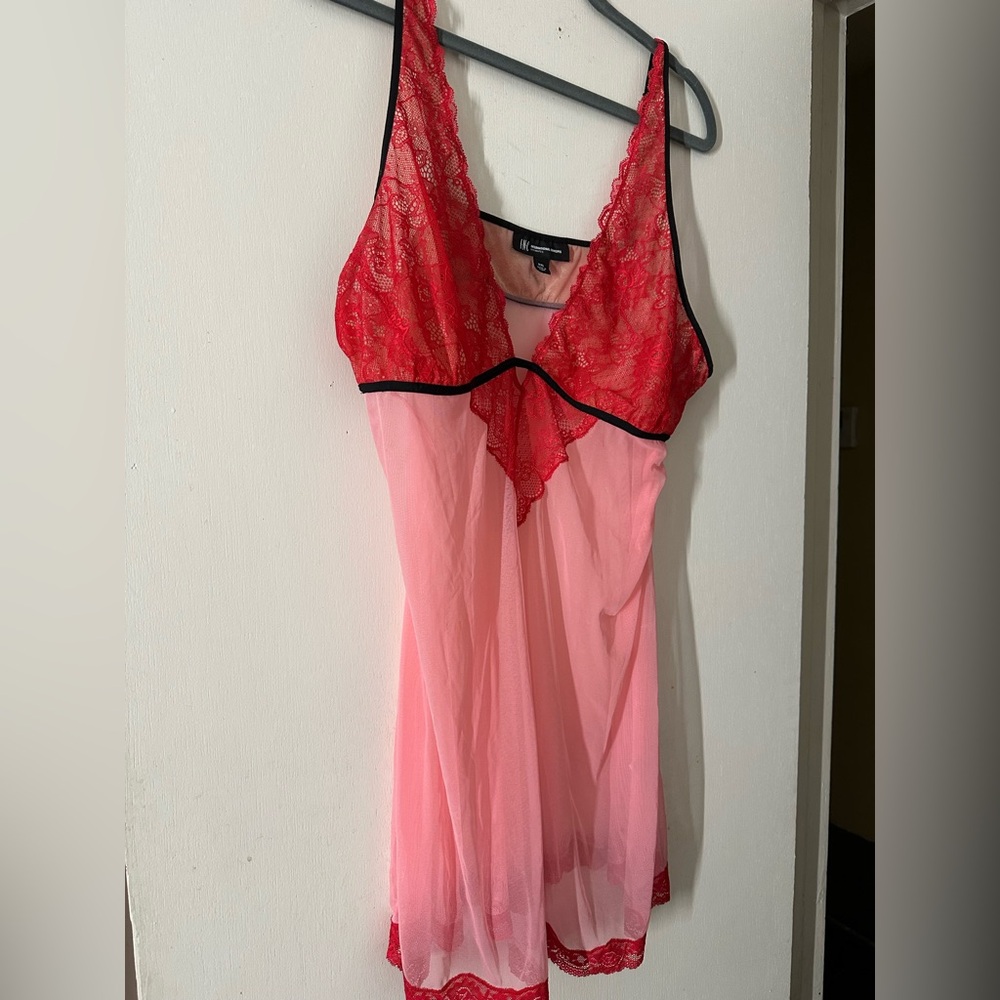 INC International Concepts Red and Pink Lace Chemise